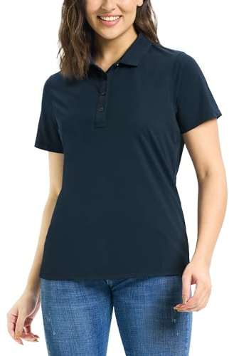 33,000ft Women's UPF50+ Quick-Dry Breathable Golf Polo Shirt | Moisture-Wicking, Lightweight, Cooling, 4-Way Stretch, Sunglasses Loop, for Golf Tennis Casual