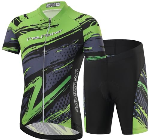 Amur Leopard Traje de Ciclismo Niños Niñas Maillot Ciclismo de Secado Rápido Conjunto Camiseta de Bicicleta de Manga Corta Pantalones Cortos