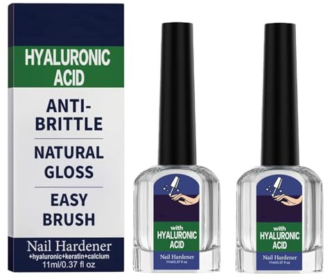 Hyaluronic Acid Nail Strengthener, 2X11ML Calcium Nail Hardener Extra Strong and Growth, Anti Brittle Nails Strengthener for Damaged Weak, Natural Nails Repair Growth Serums, for Women & Men