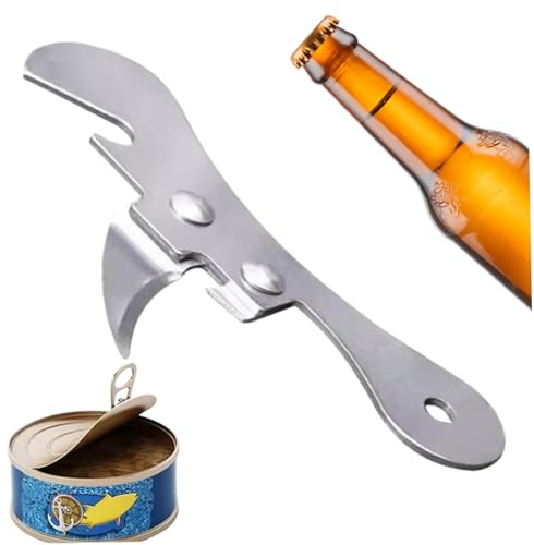 Manuell burköppnare, 9,5 cm rostfritt stål metall burköppnare, multifunktionell ölflaska, bärbar liten för kök, camping, resor