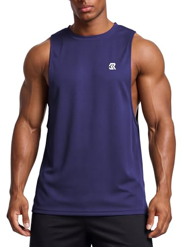 Men’s Gym Stringer Vest Sleeveless Workout Tank Top Quick Dry Muscle Training Shirt Bodybuilding Running Fitness Purple M
