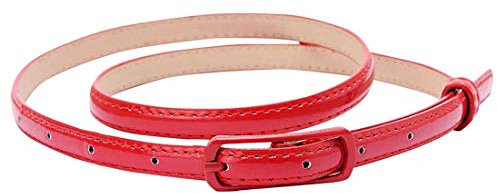 Selighting Damen Ledergürtel Schmale Damengürtel PU-Leder für Kleider (Rot)