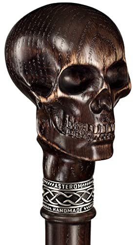 Asterom Skull Cane - Handmade - Skull Walking Stick | Vampire Gothic Walking Cane | Skull Canes for Men, Cool Steampunk Cane for Men, Halloween Cane (36 Inch)