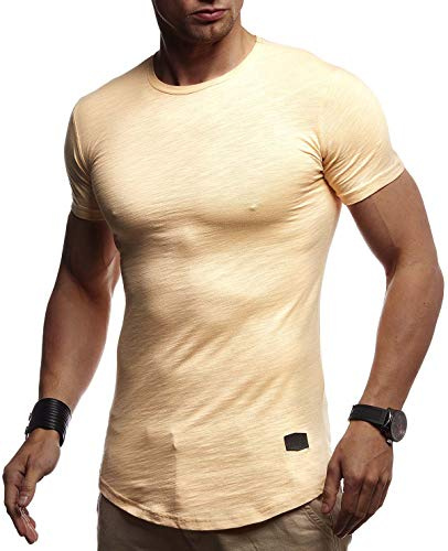 Leif Nelson Camiseta para Hombre con Cuello Redondo LN-8312 Naranja XX-Large