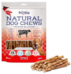 Frigera Vejiga De Ternera Retorcida 500g - Snacks Naturales para Perros, Ricos En Proteínas, Sin Gluten Y Sin Cereales, Sin Aditivos