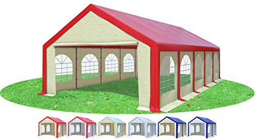 Stabilezelte Partyzelt 5x10m Modular Professional PVC 500 g/m² mit Fenster ROT BEIGE