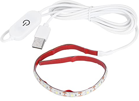 Luz de máquina de coser USB, barra de luces de tira de LED flexible de 30 cm/9.84 pies, luz de tira de costura súper brillante 18 LED con atenuador táctil y fuente de alimentación USB(6500k)
