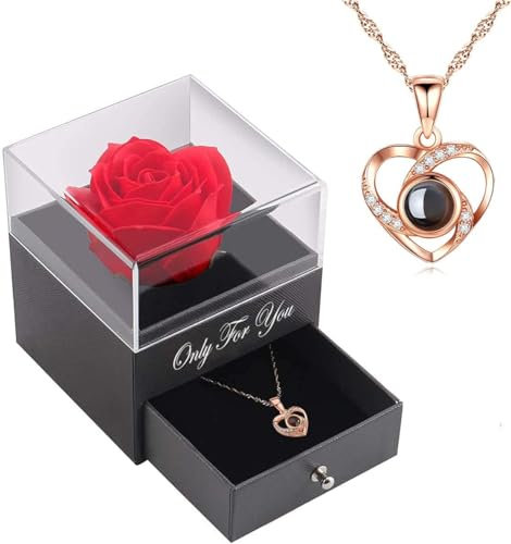 LOZACHE Handgefertigte Rosenschmuck-Geschenkbox mitLove You Splitter-Halskette für sie, Rosengeschenke für Frauen zum Valentinstag, Muttertag, Jahrestag, Geburtstag für Mutter, Schwester, Ehefrau