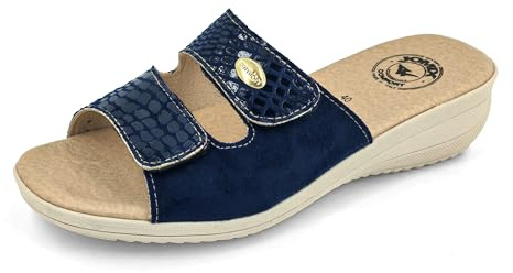 JOMIX Ciabatte Donna Estive Comode Ciabatte Donna Casa Estive Zeppa Pantofole Ortopediche Anatomiche a Strappo ITD1515 (02 Blu, 40)