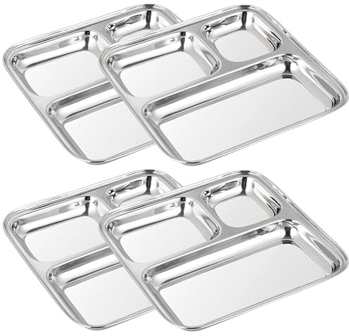 WG inc barntallrikar i rostfritt stål, 4-pack, premium