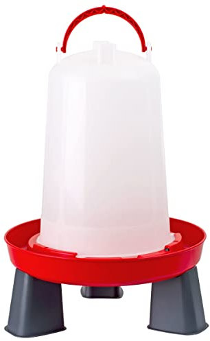 Agrarflora Hühnertränke 6 Liter, rot - Geflügeltränke für Hühner - Automatische Wassertränke - Stülptränke, Kükentränke, Wachteltränke, Vogeltränke - Wasserspender mit Standfüßen & Aufhängung