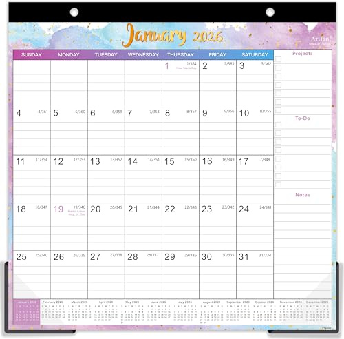 Magnetic Calendar for Refrigerator - 2026 Magnetic Calendar, Jan.2026 - Dec.2026, 10'' x 10'', 2026 Calendar with 6 Topic Design, Sturdy Magnet Stripe, Hanging Holes & Corner Protector