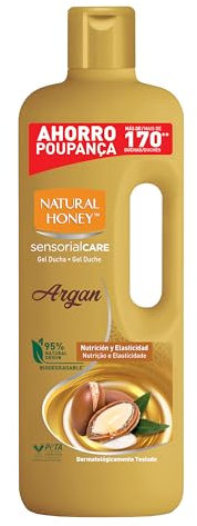 Natural Honey, Gel de Ducha con Extracto de Argán Nutritivo y Reafirmante, con Hydradermal Complex para una Piel Sedosa e Hidratada, Ingredientes de Origen Natural, Línea Sensations, 1350 ml