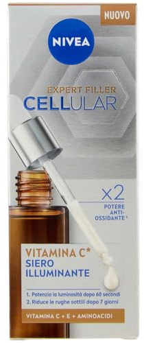 NIVEA Cellular Expert Filler Siero Vitamina C Illuminante 30 ml, Siero viso antirughe e antiossidante, Face serum con Vitamina C + E e Aminoacidi per una pelle levigata e più luminosa
