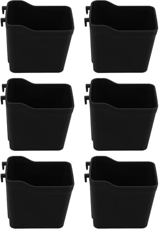 FOMIYES Organizadores de Almacenamiento para Paneles Perforados Set de 6 Vasos Cuadrados Negros Ganchos para Garaje Banco de Trabajo Sala de Manualidades y Cocina