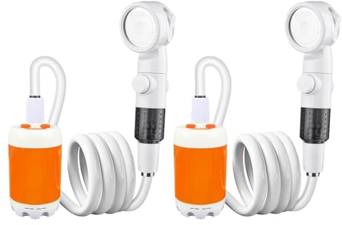 OOLA.DETAL Pack of 2 Wireless Rechargeable Portable Shower Uprgades for Outdoor Camping Bathing Pet & Garden Watering