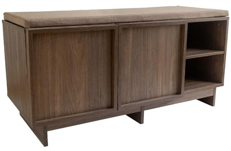 Box and beyond - Banc Entrée Rangement - 100 x 40 x 48 cm - Bois Foncé - Banc à Chaussures, Rangement Chaussures - Hall d'entrée, Couloir, Entrée - Style Moderne