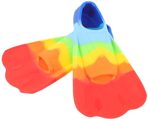 Baluue Lightweight Short Fins for Swimming Training, Open Heel Diving Flippers for Boys and , Colorful Size 36-38, Water Sports Equipment
