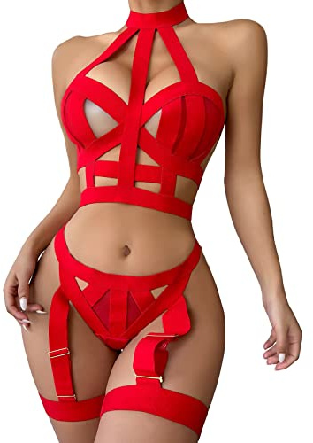 Générique Lingerie Femme Sexy Dentelle Ensemble Nuisette Body Vêtements de Nuit Babydoll Nuisette en Satin Dentelle Noire A478
