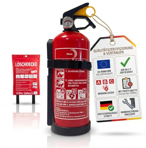Pulverfeuerlöscher 1kg Plus Feuerlöschdecke Brandschutz Set