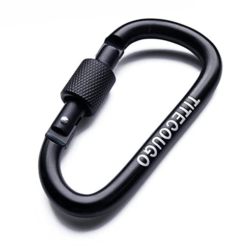 TITECOUGO Aluminum Alloy D-Ring High Strength Carabiner Key Chain Clip Hook For Camping Hiking Black Black