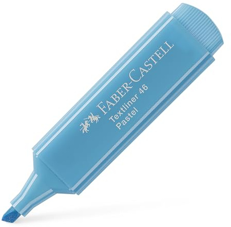 Faber-Castell 154657 pastellfärger – låda med 10 textmarkör TEXTLINER 1546, babyblå