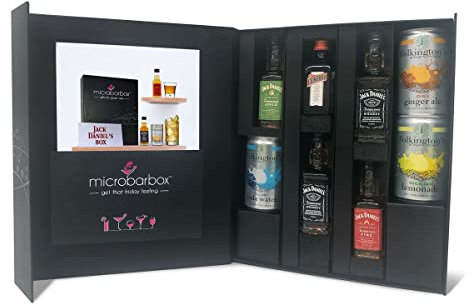 MicroBarBox Jack Daniel’s Gift Set in a Premium Luxury Gift Box | Birthday Gifts for men, Whisky Gift Set | including Old No. 7 Tennessee Whiskey, Tennessee Apple, Tennessee Fire