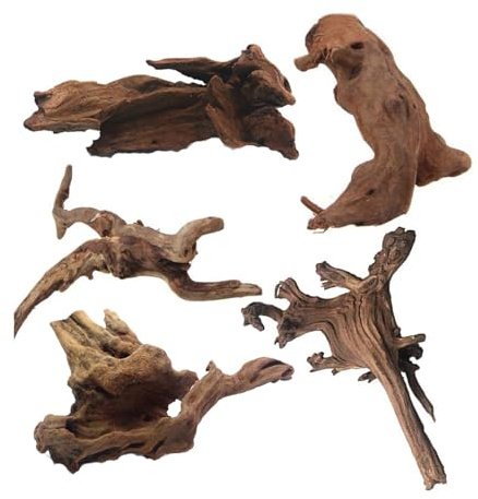Tfwadmx 5PCS Aquarium Driftwood Branches 4''-7.8'' Reptiles Trunk Natural Wood Fish Tank Decoration Plant Stump Ornament Decor Assorted