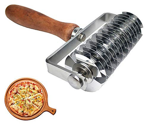 Stainless Steel Lattice Roller, Pizza Pastry Wheel Roller Dough Cutter Kitchen Cooking Pastry Cutter Baking Tools with Wood Handle for Pie Pizza Cake Bread Cookie