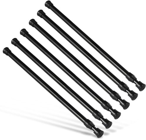 Goowin 6 Stück Teleskopstange, 40-70cm Spannstange ohne Bohren, rostfreie Feder, verstellbare Spannstange für Schrank, Küche, Schrank, Kleiderschrank, Bücherregal (schwarz)