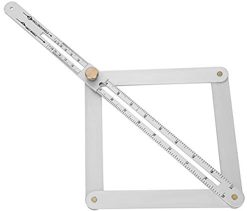 Righello di misurazione dell'angolo obliquo, goniometro divisore d'angolo, acciaio inossidabile, righello goniometrico Profilatore diagonale multifunzionale del soffitto Profilo angolare a 4 pieghe