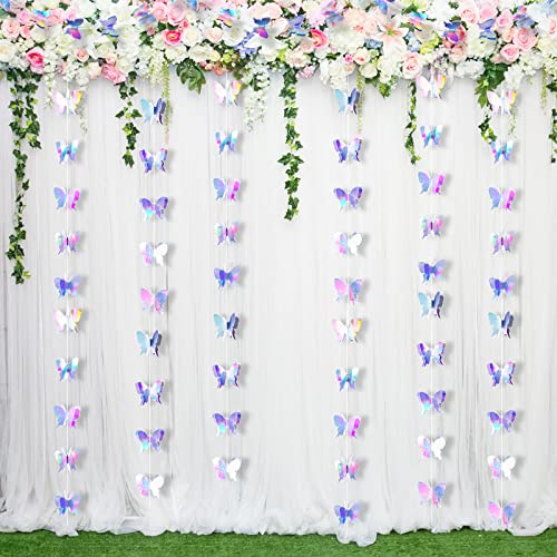 Zonon 4 delar 3D fjäril hängande girlanger dekoration fjäril papper fest strömmar bakgrund för bröllop födelsedag ganska baby shower semester fest dekorationer (7,8 x 6,4 tum)