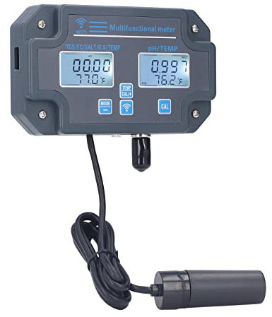 Probador de Calidad del Agua, 6 en 1 PH, EC, TDS, SALT, SG, Temperatura, Múltiparámetros para Agua Potable, Piscina, Acuario, Jardín, Industria, Hogar