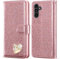 KP TECHNOLOGY Case for Samsung Galaxy A13, Premium Shiny Bling Glitter Loving Heart Book Flip Stand Wallet Card Phone Case for Samsung Galaxy A13 (ROSE GOLD)