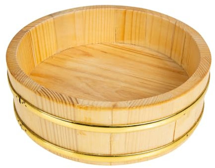 Luxshiny Japanische Sushi Reisschale - Holzmischwanne FüR Reis, 22 Cm Durchmesser, Traditionelle Sushi Badewanne FüR Restaurant Und KüChe