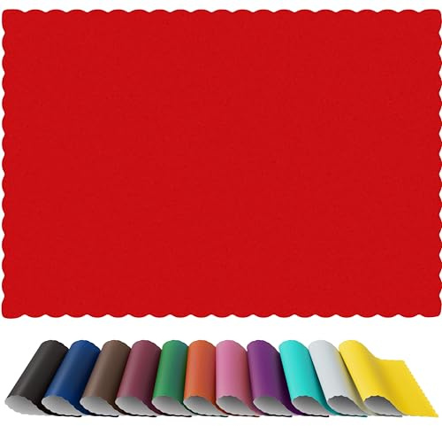 Disposable Paper Placemats, Scalloped Edge Table Mats, Red, Pack of 100