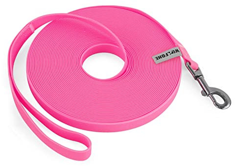 Wolfone 9m rosa Schleppleine für Hunde，wasserdichte Trainingsleine, strapazierfähige und Pflegeleichte Leine, geeignet für Rückruf, Schwimmen, Camping, Strand, Jagd, Spaziergänge