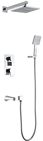 ZEDARO Système de Douche Cascade Pluie Grand Plafond Pluie pommeau de Douche encastré Affichage numérique Robinet de Douche Ensemble