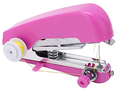 Mini Máquina de Coser Manual, Máquina de Coser de Mano Portátil de Bolsillo Mini Máquina de Coser Manual Liviana de Color Púrpura para Uso en Viajes en el Hogar