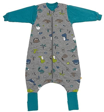 schlummersack Schlafsack mit Füßen 2.5 Tog 120 cm Dino aus Modal | Kinder Schlafsack mit Beinen und verlängerten Bündchen für eine Körpergröße 120-130cm | Ganzjahres Füßen 2.5 Tog