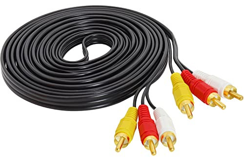 DR. WATCH ​[2-Pack] 3 RCA Male to 3 RCA Male Cable - 3M/9.84ft Audio Video AV Cable for TV/DVD/Home Theater - Gold-Plated Connectors, Oxygen-Free Copper [RL71]