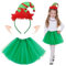 HONMOK 3 Stück Weihnachtself Kostüm Kinder Wichtel Mädchen Mit Grün Tutu Rock, Haarreif und Elfenohren - Weihnachtskostüm Elfen für Weihnachtsfeier, Xmas Party, Karneval, Fasching