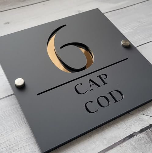 WOMB Letrero de acrílico personalizado en 3D con números de casa modernos para exteriores, placas de dirección montadas en la pared para números de casa, regalos de inauguración de la casa (30 x 30