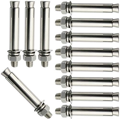 Expansionsskruvbultar,Ankarbultar,12 delar Expansionsskruvbultar M6-304 Rostfritt stål Extern sexkantsmutter Expansionshylsa Ankarbult Heavy Duty Fixeringsankare(M6*120)
