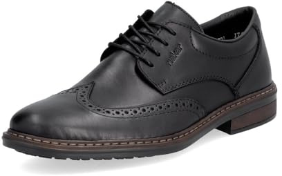 Rieker 17620 brogue in pelle con motivo traforato, Nero , 44 EU