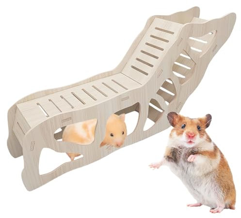 PRITOK Échelle d'escalade pour hamster : 1 pièce en bois, maison pour hamster, cachette pour petits animaux de compagnie, gerbilles, hamsters nains (45 x 19,5 x 9,5 cm)