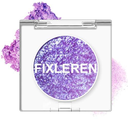 Fixleren - Palette di ombretti con glitter, effetto illuminante, camaleonte, cangiante, metallico, olografico, multicromatico, a lunga durata, trucco per palcoscenico e feste, lilla-6