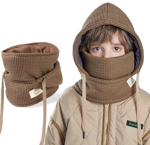 AYPOW Passamontagna Invernale in Pile Termico Bambini 4-10Anni, Maschera da Sci Caldo Antivento Multifunzionale, Fodera in Pile Cappello Maglia Berretti Cappuccio Scaldacollo Sciarpa, Ragazzi Ragazze