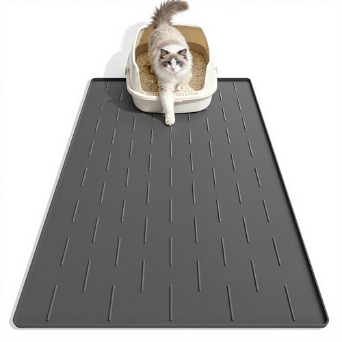 Pieviev Silicone Cat Litter Mat, Traps Litter & Easy to Clean, 34'' x 22''