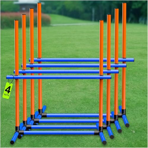 AOUKAR Agility Set Hunde Hürdenset Ausrüstung für Hundetraining mit 4 x Hürden Höhenverstellbar